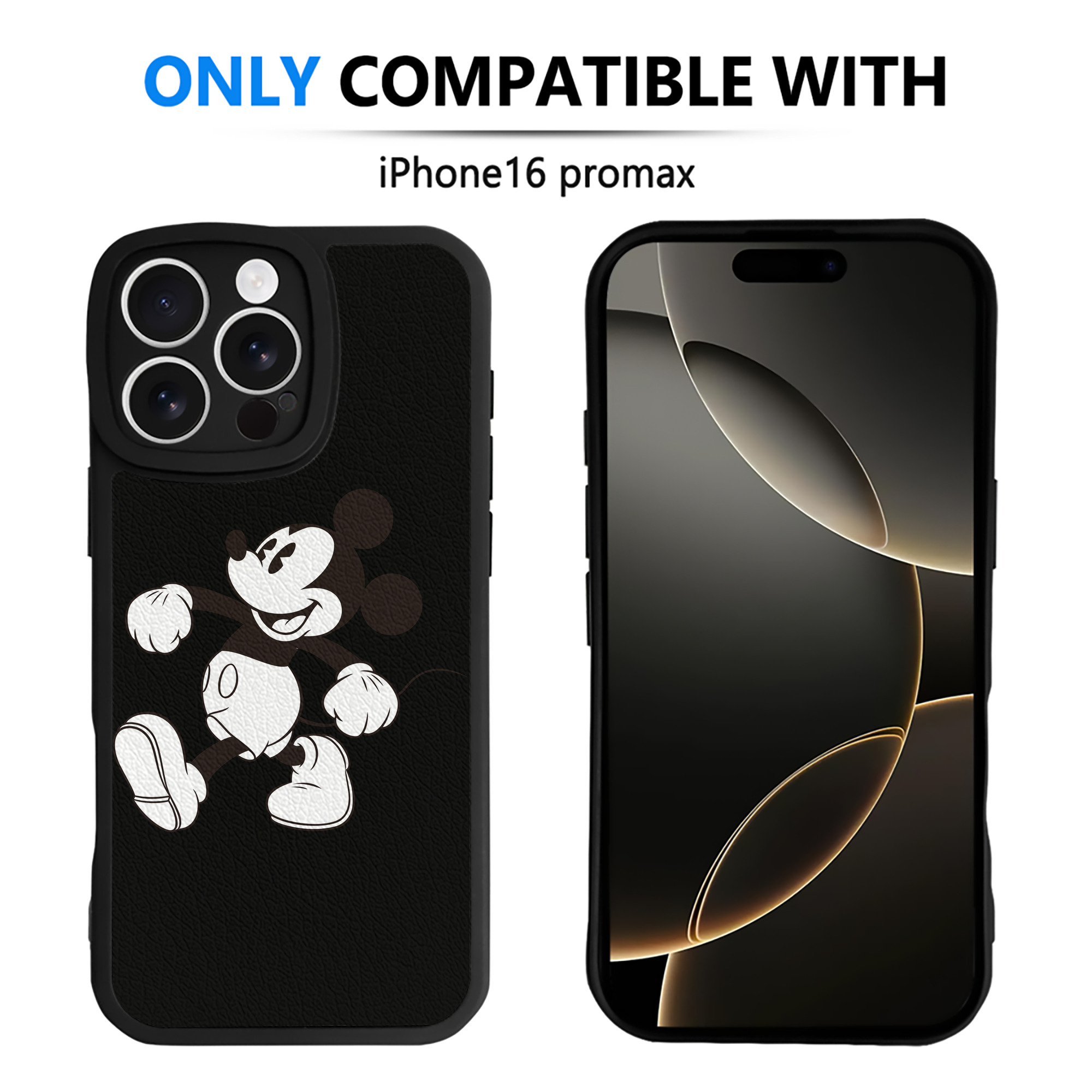 （画像用） ミッキーマウス Mickey Mouse 【iPhone 16シリーズ対応】シリコンスマホケース（レザー調） 材質：シリコン